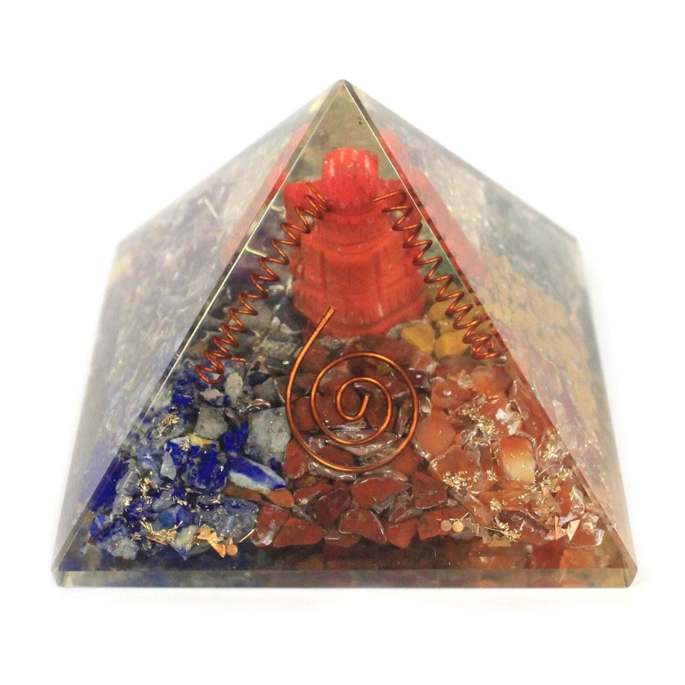 Pirâmide de Orgonite de Sodalite, Cornalina e Pedra do Sol Ganesh